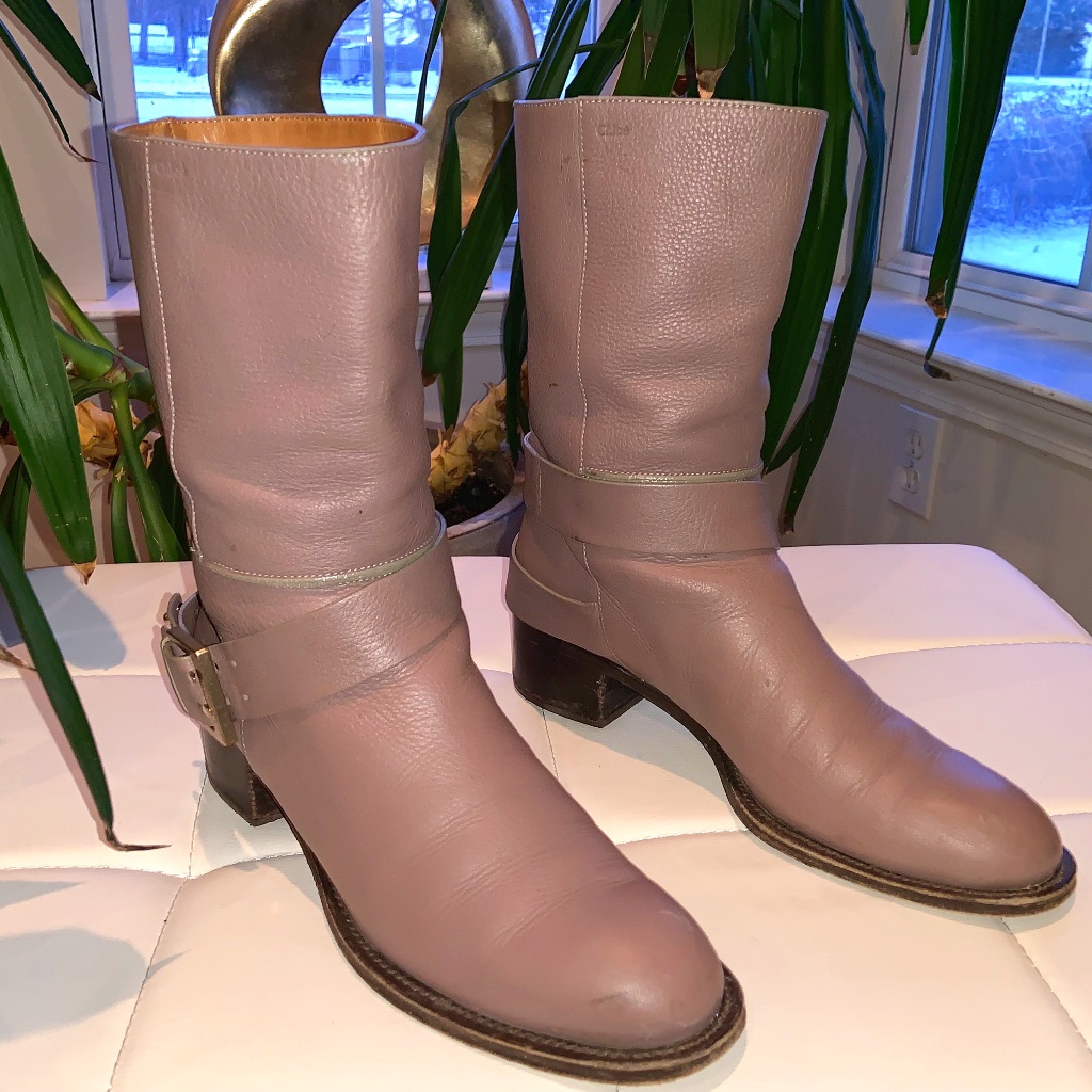 Chloe Erin Prince Buckled Mid Calf Riding Boots